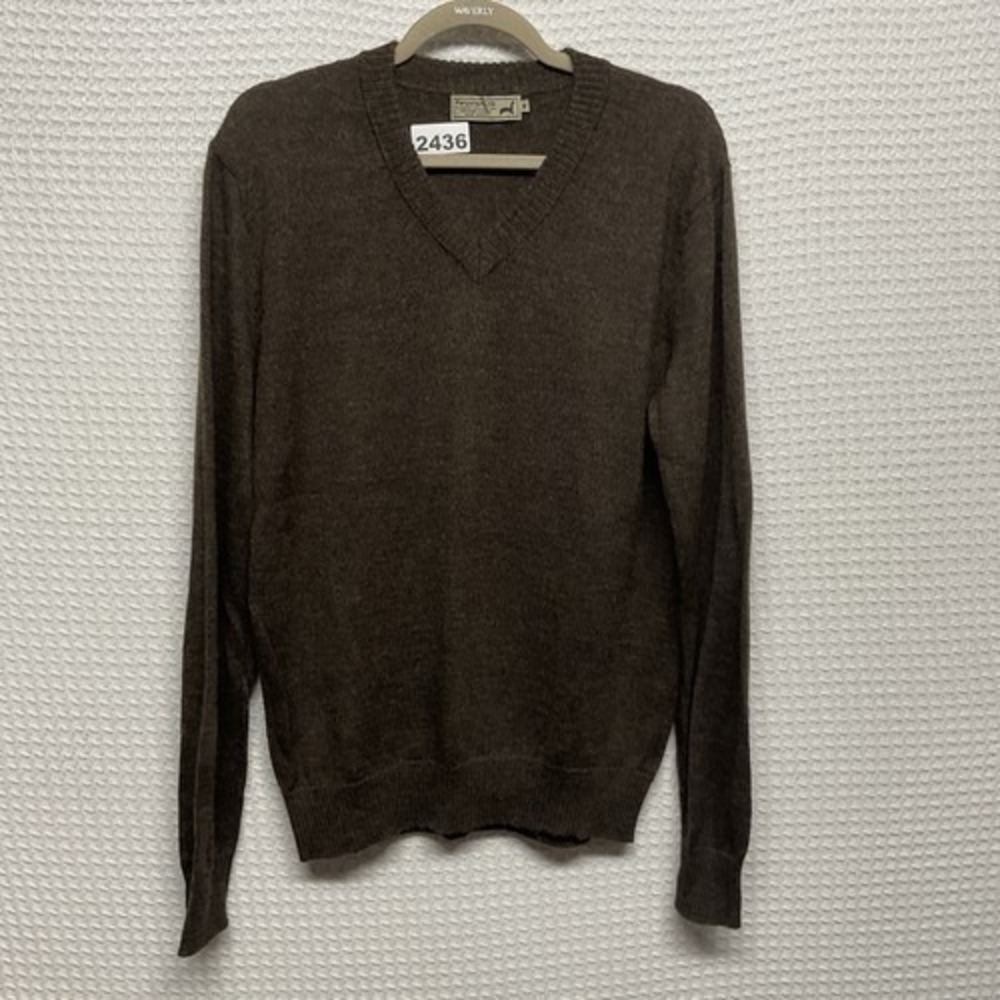 NWOT Peruvian Connection Brown Long Sleev V-Neck Sweater M Peru 100% Baby Alpaca
